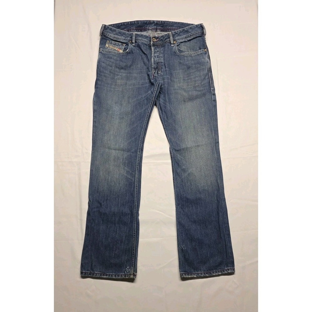 Diesel Zathan Jeans Mens 34x32 Blue Bootcut Made Italy Y2K Denim Mid Wash Vtg